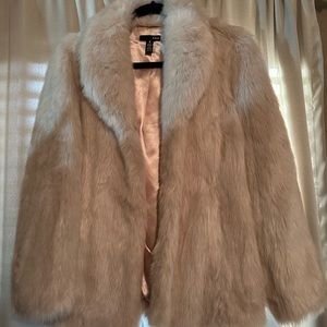 Aqua Faux Fur Coat in Light Beige